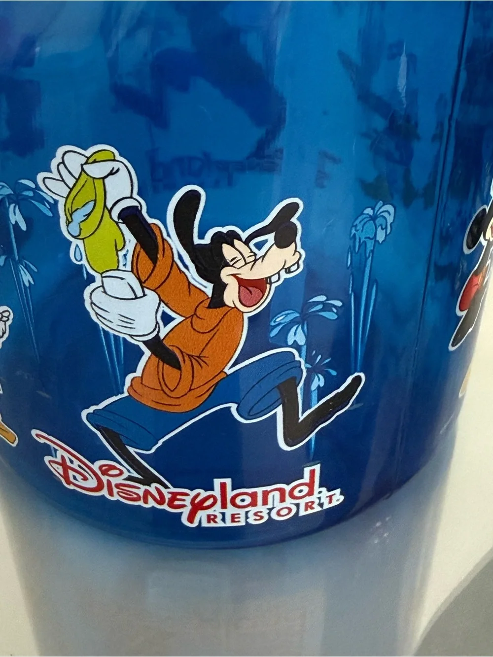 Disney Blue Kids Spray Fan Bottle with Red Blades and Lanyard